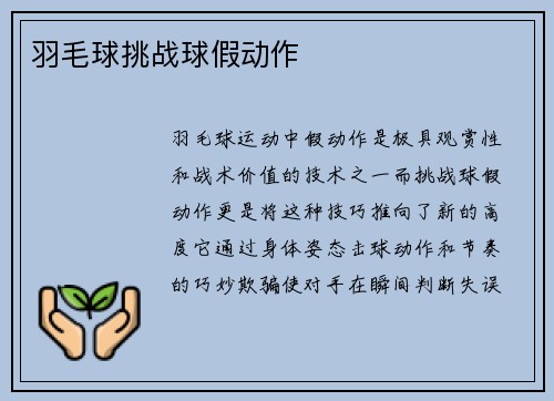羽毛球挑战球假动作